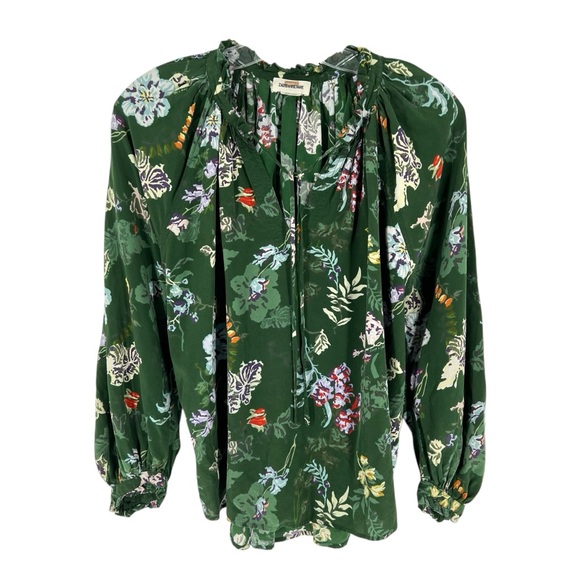 Zadig & Voltaire Theresa Green Floral Printed Silk Blouse Womens Size Small - Picture 2 of 16
